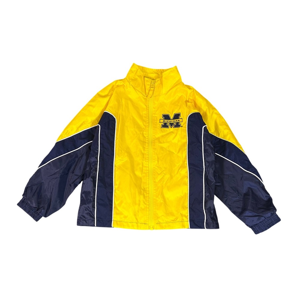 Vintage Youth‎ Michigan Wolverines Track Jacket Mighty Mac Windbreaker Size 6